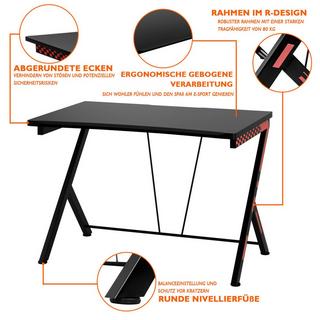 B2X 116 cm Gaming-Schreibtisch mit Ergonomischem Design 116 x 75 x 77 cm Schwarz  