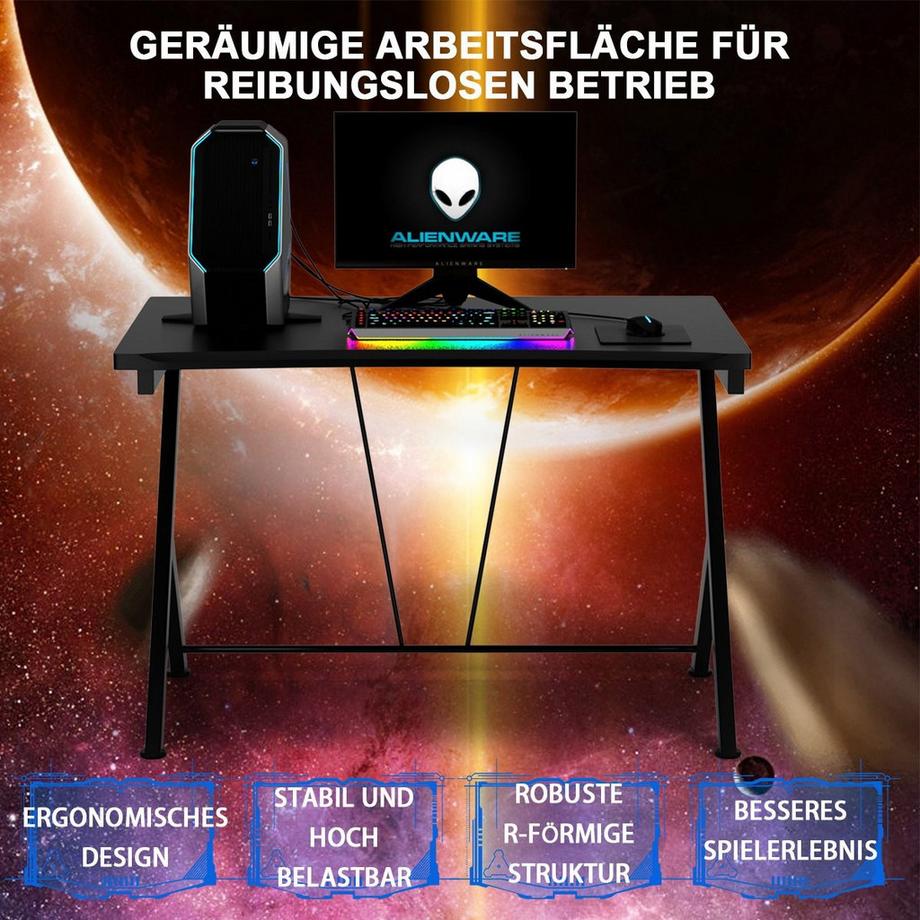 B2X Scrivania da gaming da 116 cm con design ergonomico 116 x 75 x 77 cm nera  