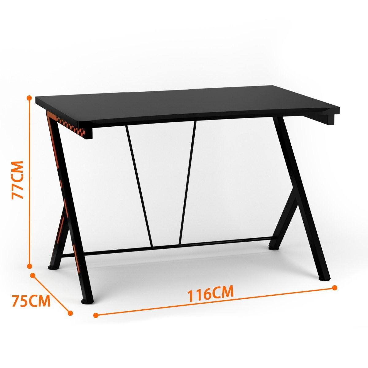 B2X 116 cm Gaming-Schreibtisch mit Ergonomischem Design 116 x 75 x 77 cm Schwarz  