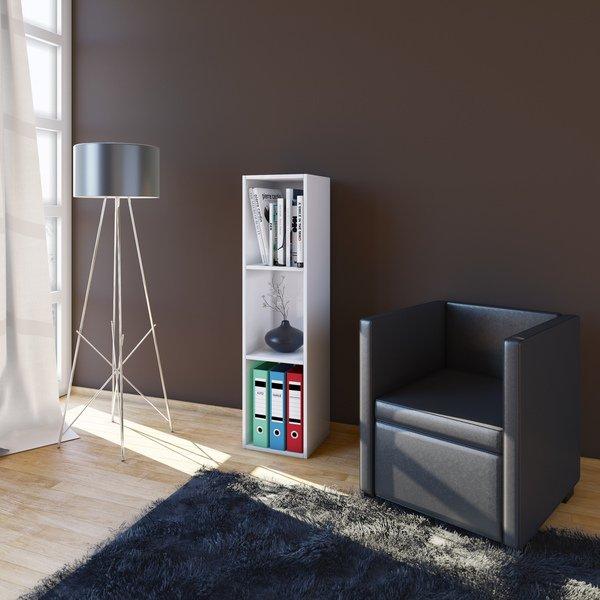 VCM Holzregal stehend | platzsparendes Regal | Maße: H. 107 x B. 34 x T. 30 cm | Elegantes Regal stehend | Aufbewahrungsregal | Bücherregal - Mendas  