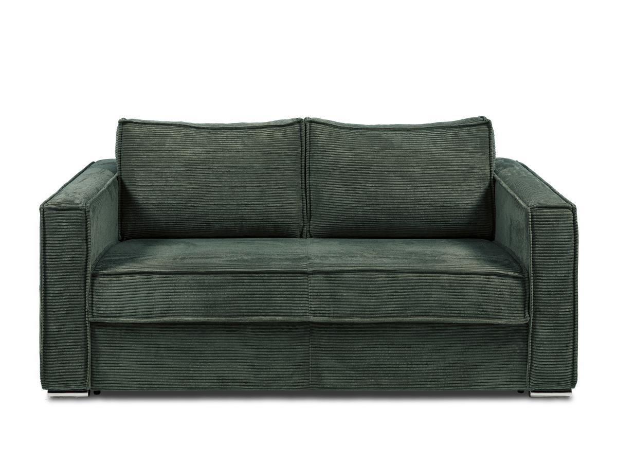 Vente-unique Schlafsofa mit Matratze 3-Sitzer - Cord - Tannengrün - Liegefläche 140 cm - Matratze 14 cm - LORETO  