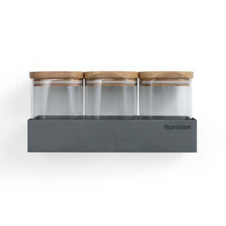 Forster Home Étagère magnétique avec 3 bocaux chêne  