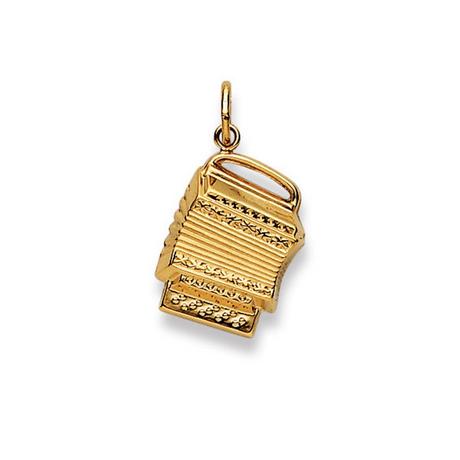 MUAU Schmuck  Pendentif harmonica or jaune 750, 28x16mm 