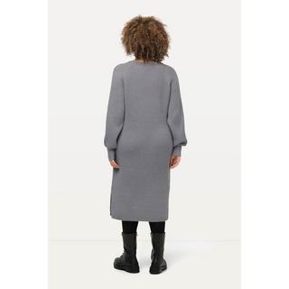 Ulla Popken  Midikleid, Rippstrick, V-Ausschnitt, Langarm, Strickkleid 