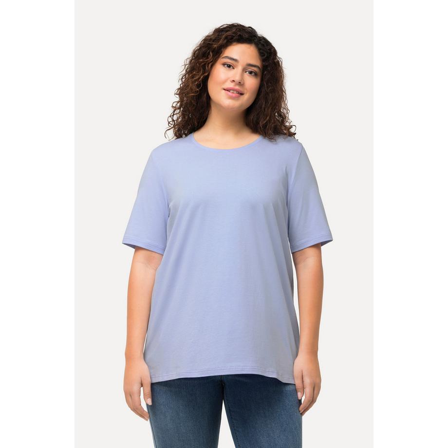 Ulla Popken T-Shirt Coupe Évasée Col Rond Manches Courtes  