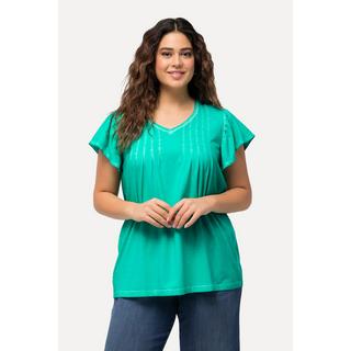 Ulla Popken T-Shirt Zierfalten A-Linie V-Ausschnitt Halbarm  