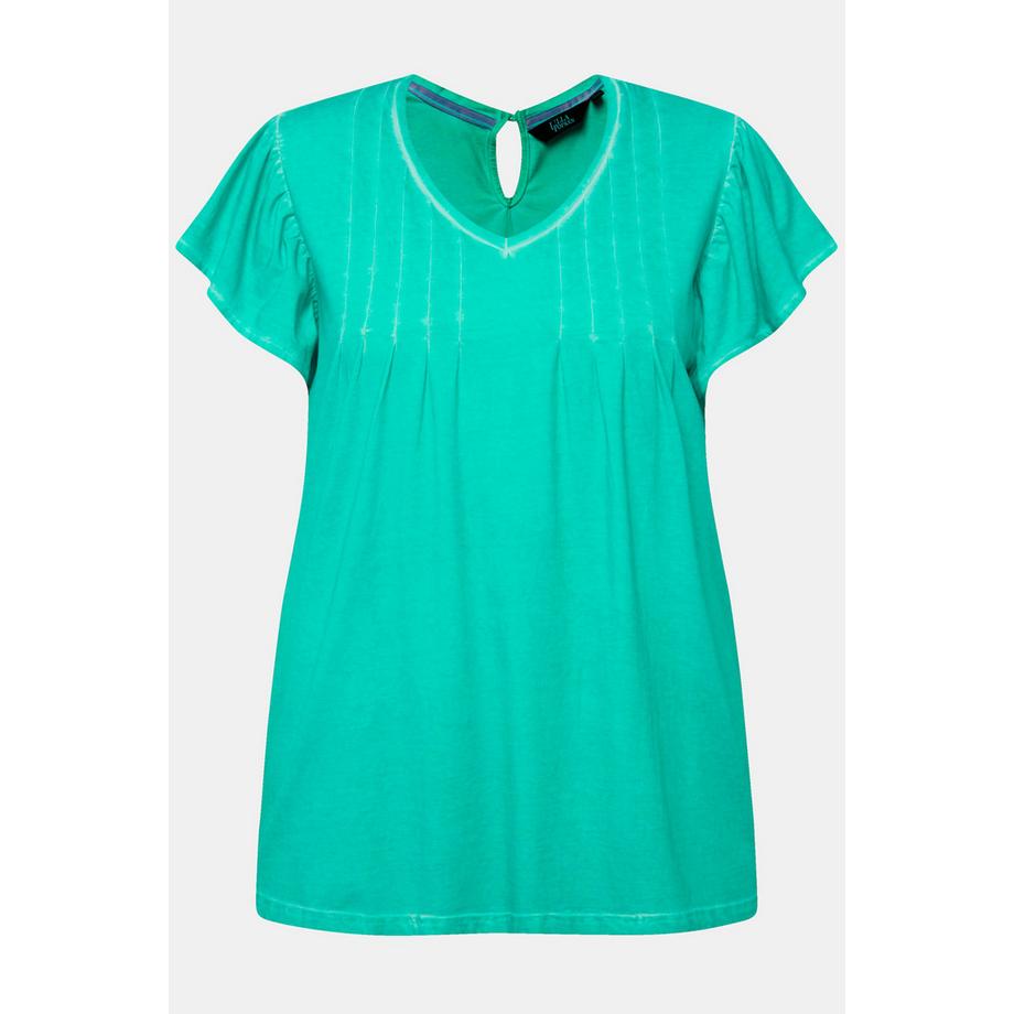 Ulla Popken T-shirt Pieghe Decorative Linea A Scollo V Mezza Manica  