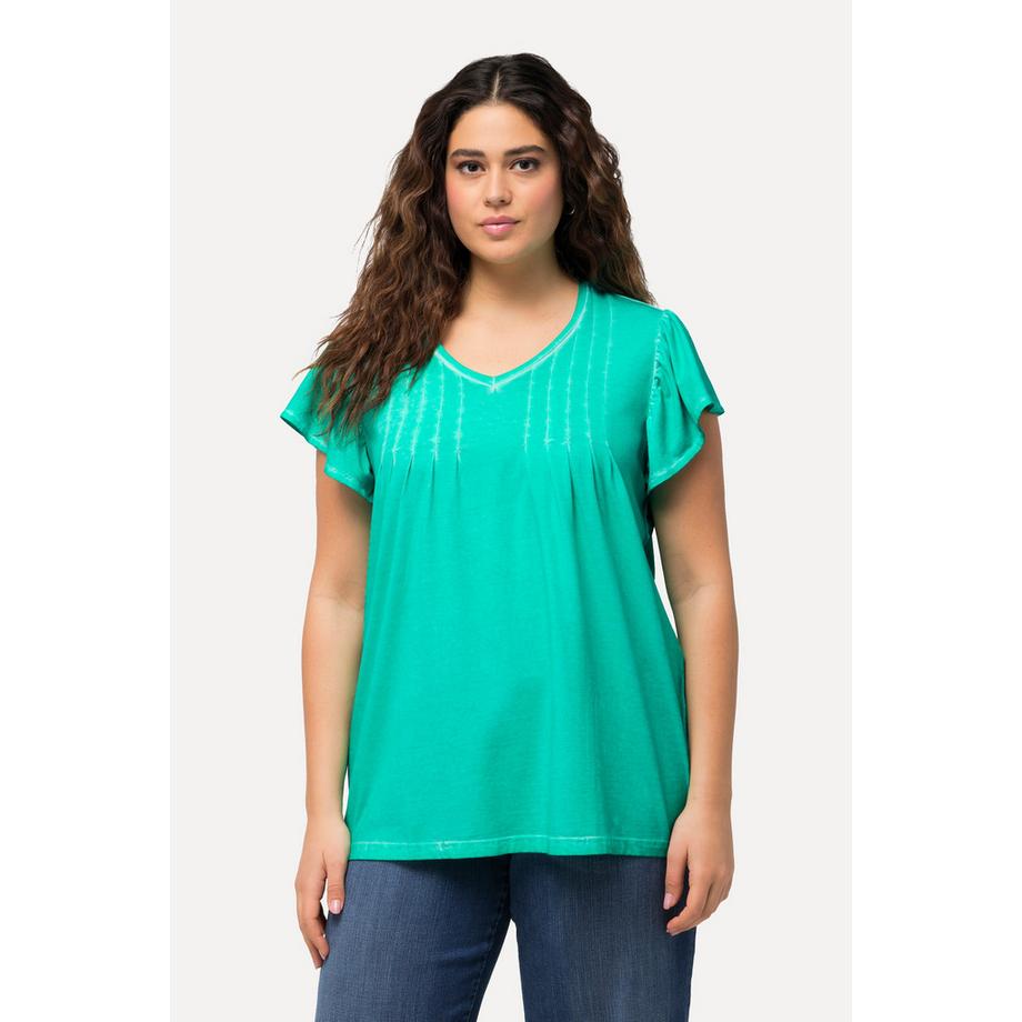 Ulla Popken T-shirt Pieghe Decorative Linea A Scollo V Mezza Manica  