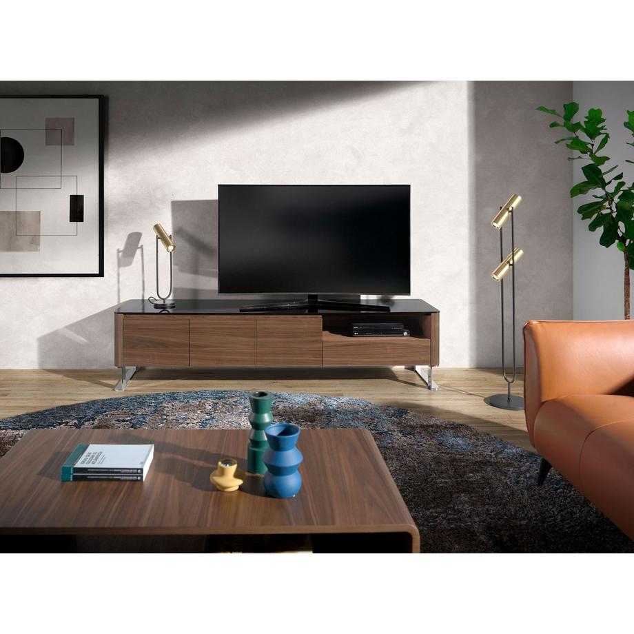 ANGEL CERDA TV-Schrank Nussbaum, verchromter Stahl unde Glasplatte  