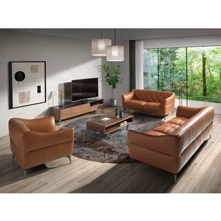 ANGEL CERDA Meuble TV noyer, acier chromé et plateau en verre noir  