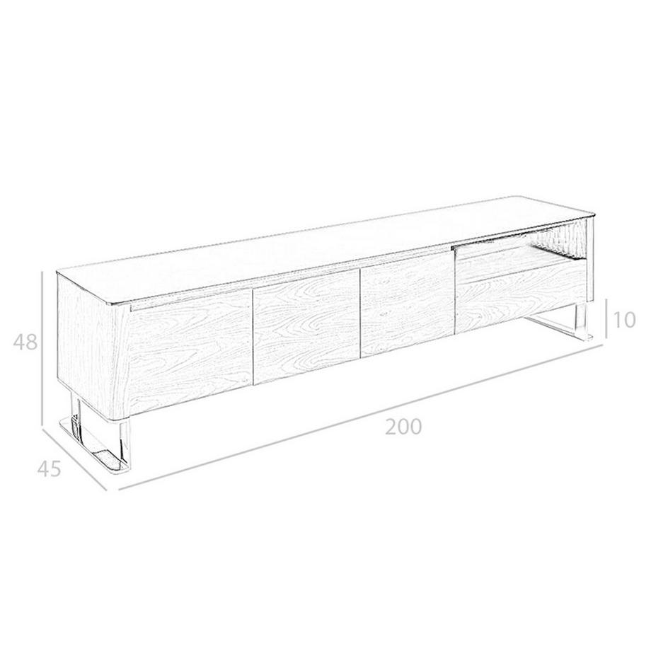 ANGEL CERDA TV-Schrank Nussbaum, verchromter Stahl unde Glasplatte  