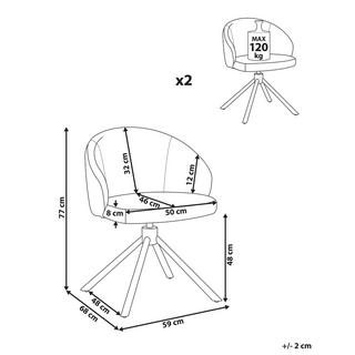 Beliani Set di 2 sedie da pranzo en Tessuto Classico OVALO  