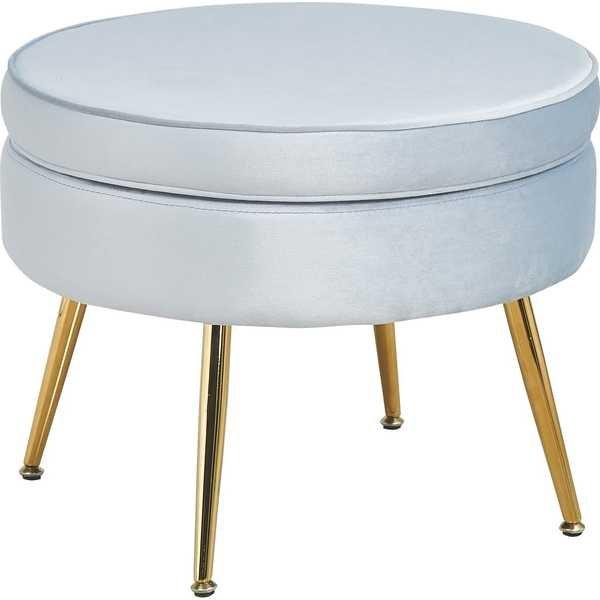 mutoni Pouf in velluto, blu argento  