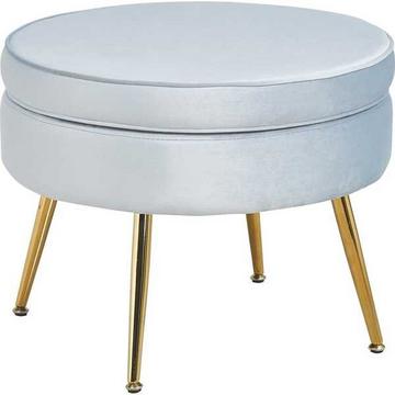 Pouf en velours, bleu argent