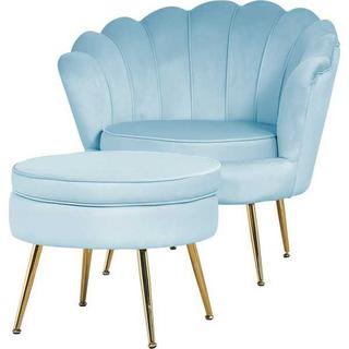 mutoni Pouf in velluto, blu argento  