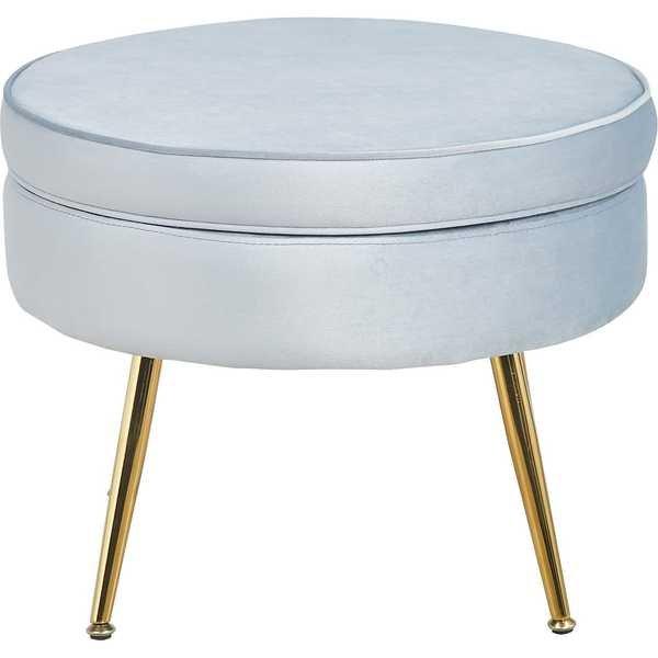 mutoni Pouf in velluto, blu argento  