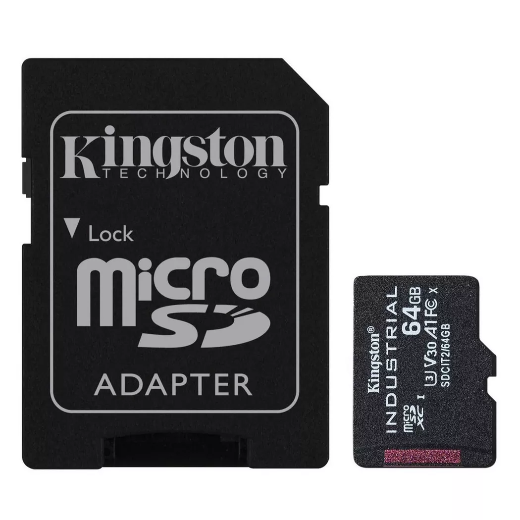 Kingston Technology 64GB microSDXC Industrial C10 A1 pSLC Card + SD Adapter