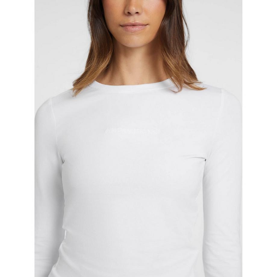 GUESS T-Shirt Maniche Lunghe Slim Logo Ricamato  