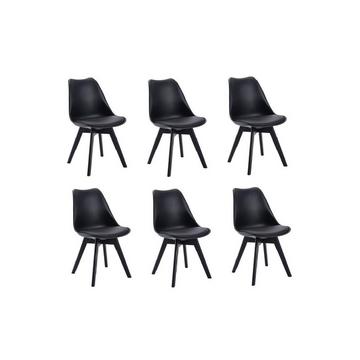 Lot de 6 chaises JODY Polypropylène Hêtre pieds