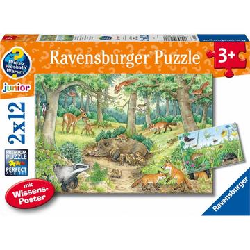 Puzzle Tiere im Wald und auf der Wiese (2x12)