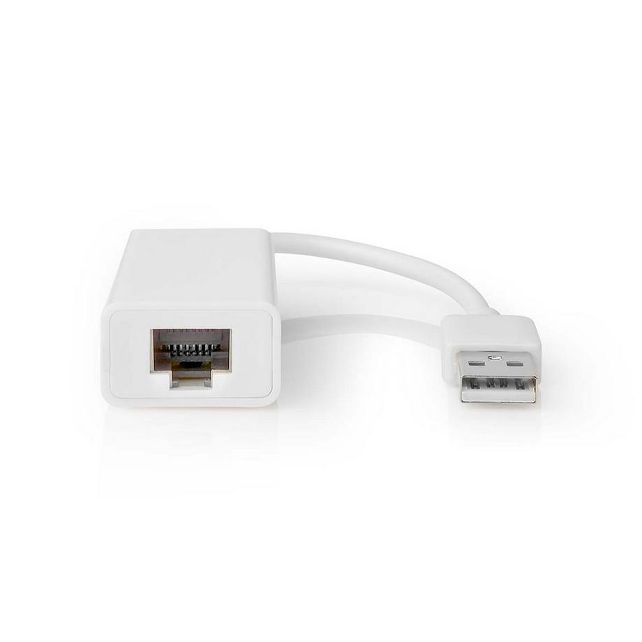 Nedis  USB-Netzwerkkarte | USB 2.0 | 100 Mbps | USB-A-Stecker | RJ45-Buchse | 0,20 m | Rund | Vergoldet / Vernickelt | Blanke Kupferfolie | Weiß | Box 