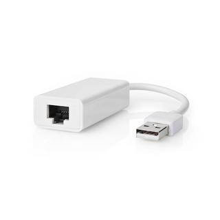 Nedis  USB-Netzwerkkarte | USB 2.0 | 100 Mbps | USB-A-Stecker | RJ45-Buchse | 0,20 m | Rund | Vergoldet / Vernickelt | Blanke Kupferfolie | Weiß | Box 