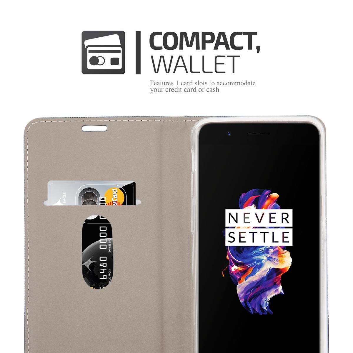 Cadorabo  Hülle für OnePlus 5 Magnetverschluss, Kartenfach 