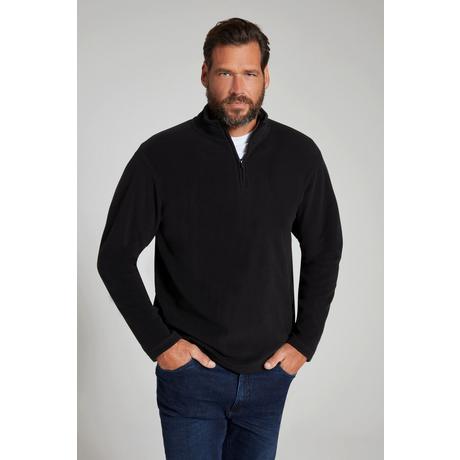 JP1880  Pullover polo di pile leggero con colletto alto e zip 