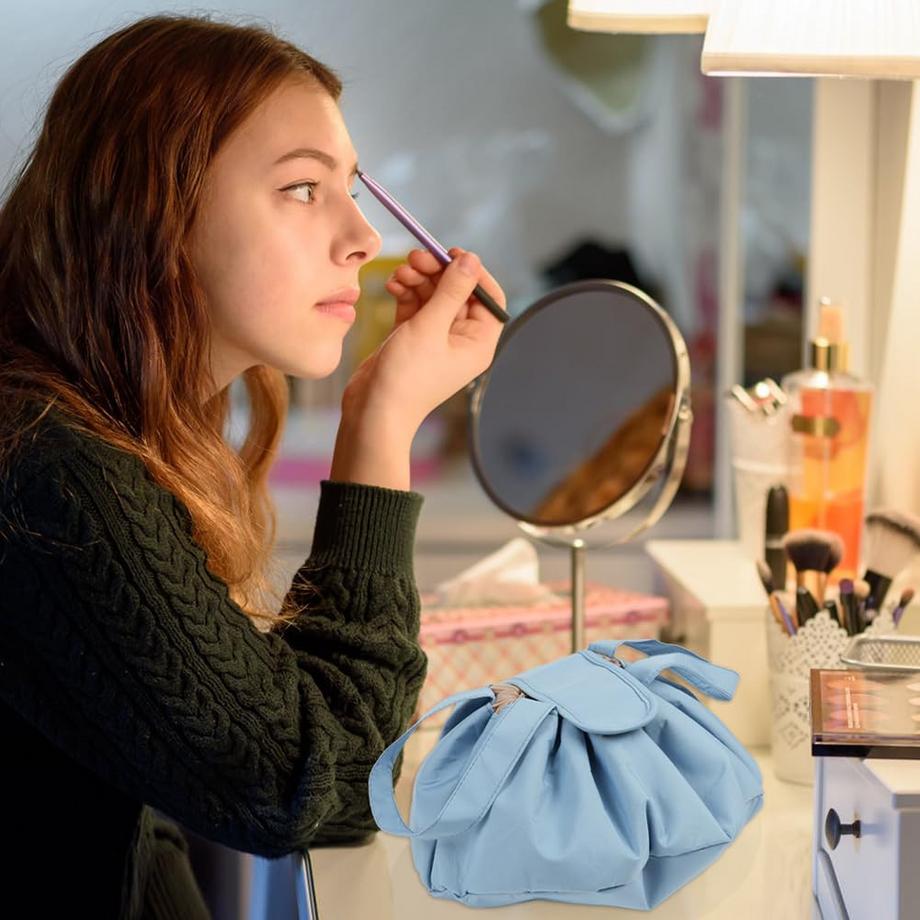 Only-bags.store  Make-up-Tasche mit großer Kapazität und Kordel, tragbare Reise-Make-up-Tasche 