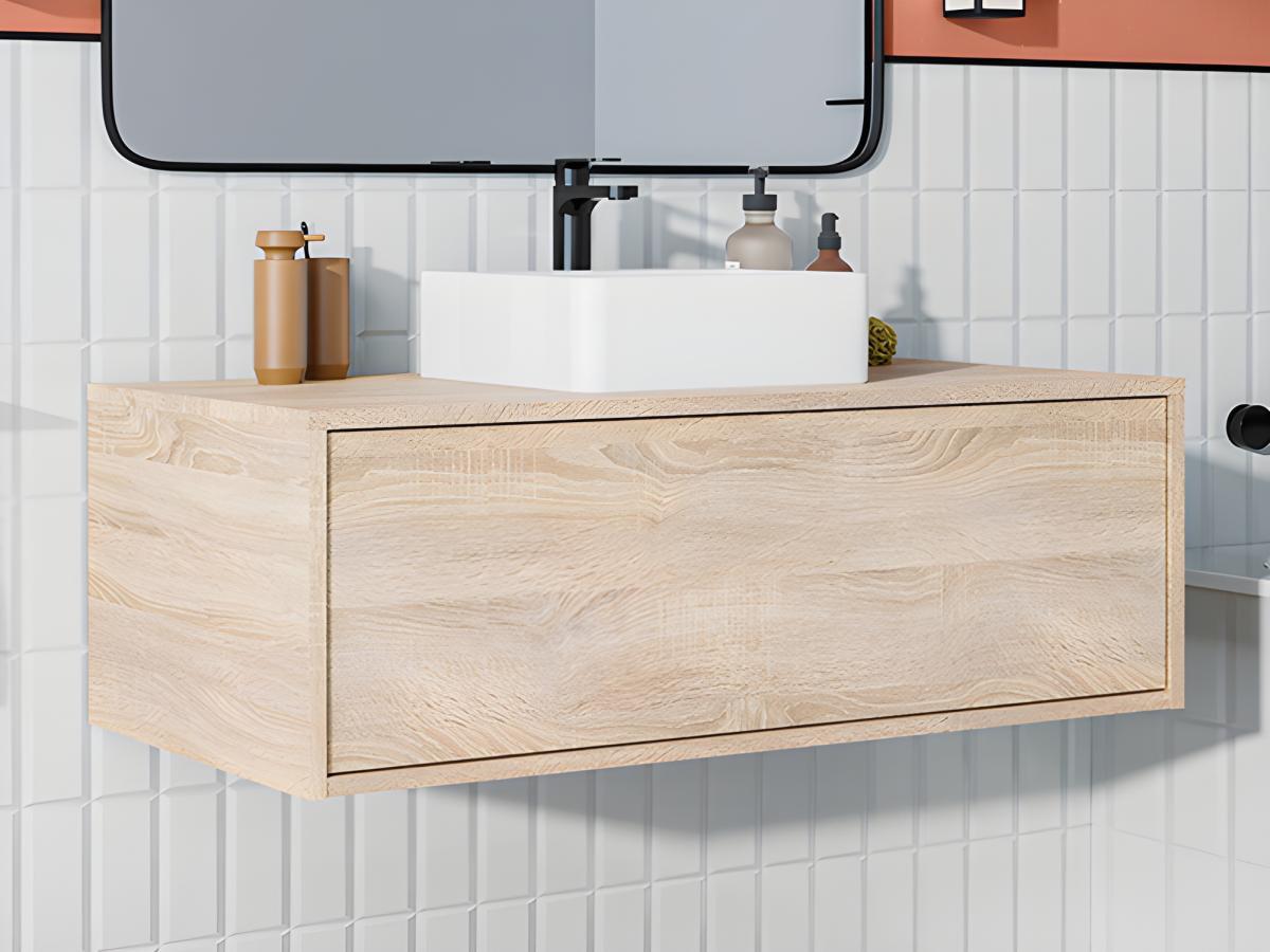 Vente-unique Mobile sotto lavabo sospeso Naturale chiaro 94 cm - TEANA II  