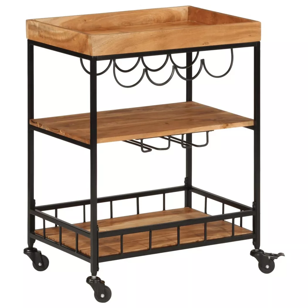 VidaXL - Chariot de bar bois, One Size, Marron