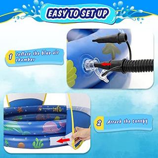 Activity-board  Aufblasbares Planschbecken, Sommer Schwimmbad mit Abnehmbarem UV-Schutz Sun Shelter, Kinder 