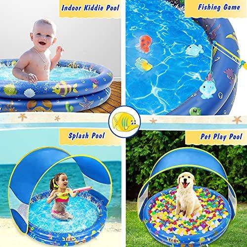 Activity-board  Aufblasbares Planschbecken, Sommer Schwimmbad mit Abnehmbarem UV-Schutz Sun Shelter, Kinder 