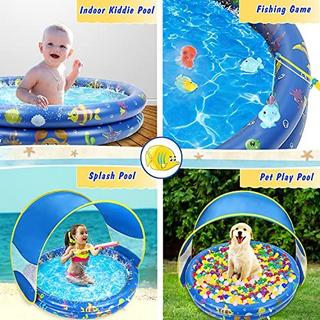 Activity-board  Aufblasbares Planschbecken, Sommer Schwimmbad mit Abnehmbarem UV-Schutz Sun Shelter, Kinder 