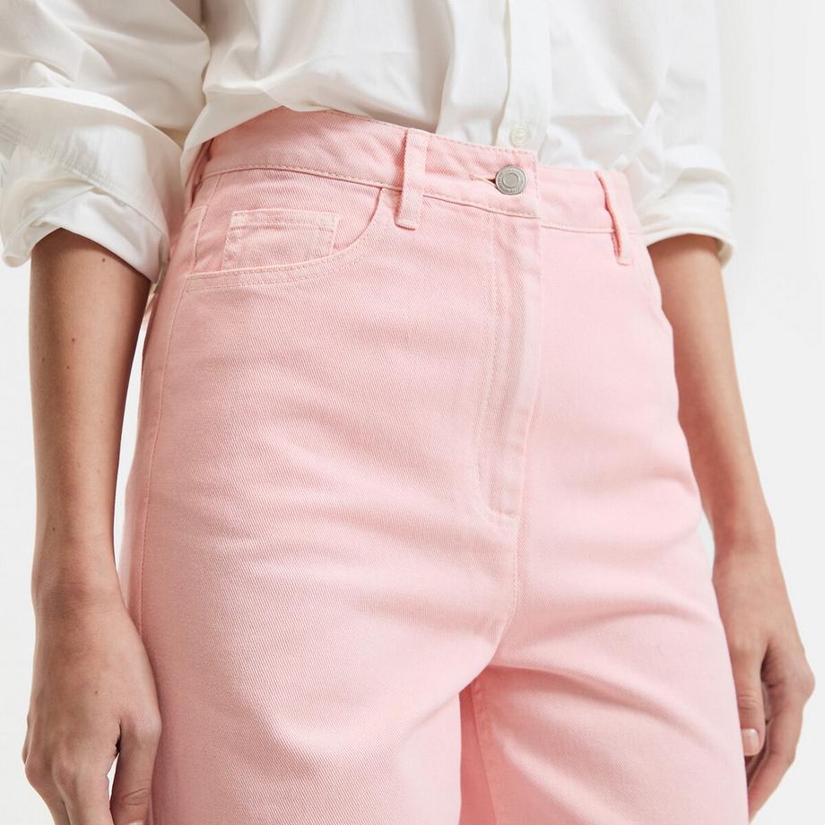 La Redoute Collections Pantalon Large Taille Haute en Twill de Coton  