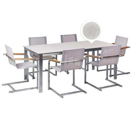 Beliani Salle à manger de jardin avec chaises en Verre de sécurité Traditionnel COSOLETO  