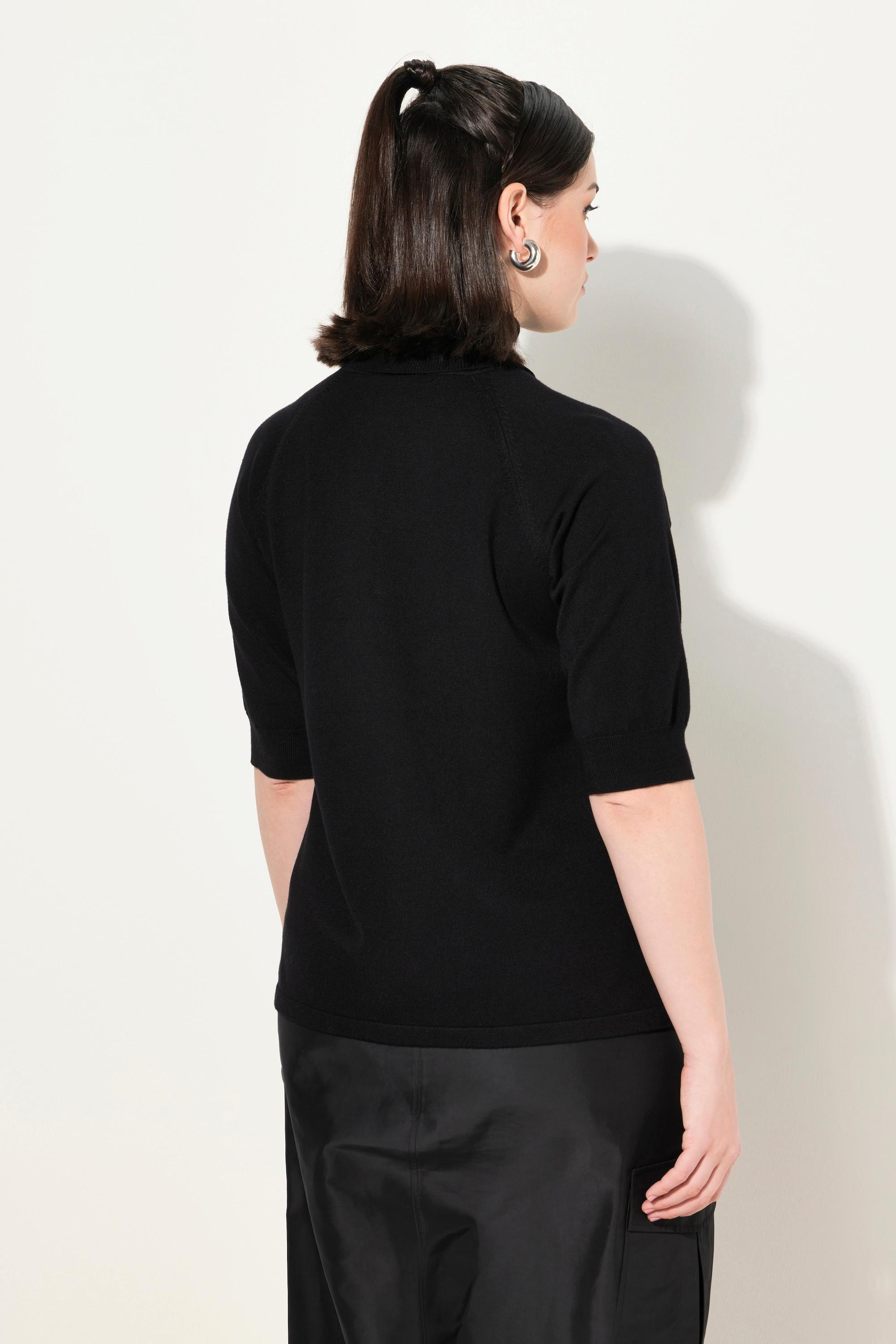 Ulla Popken Maglione Dolcevita Maniche Raglan 3/4 Orli a Costine  