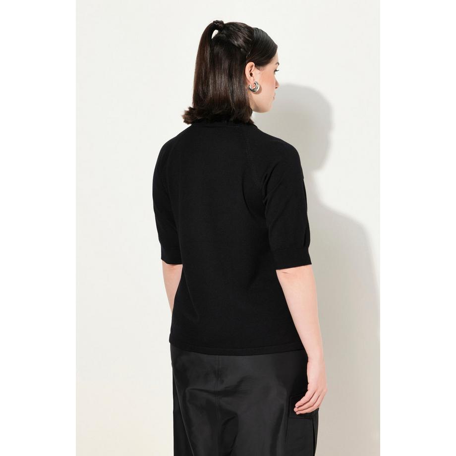 Ulla Popken Maglione Dolcevita Maniche Raglan 3/4 Orli a Costine  