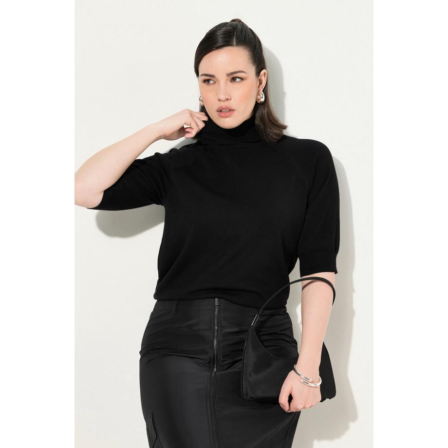 Ulla Popken Maglione Dolcevita Maniche Raglan 3/4 Orli a Costine  