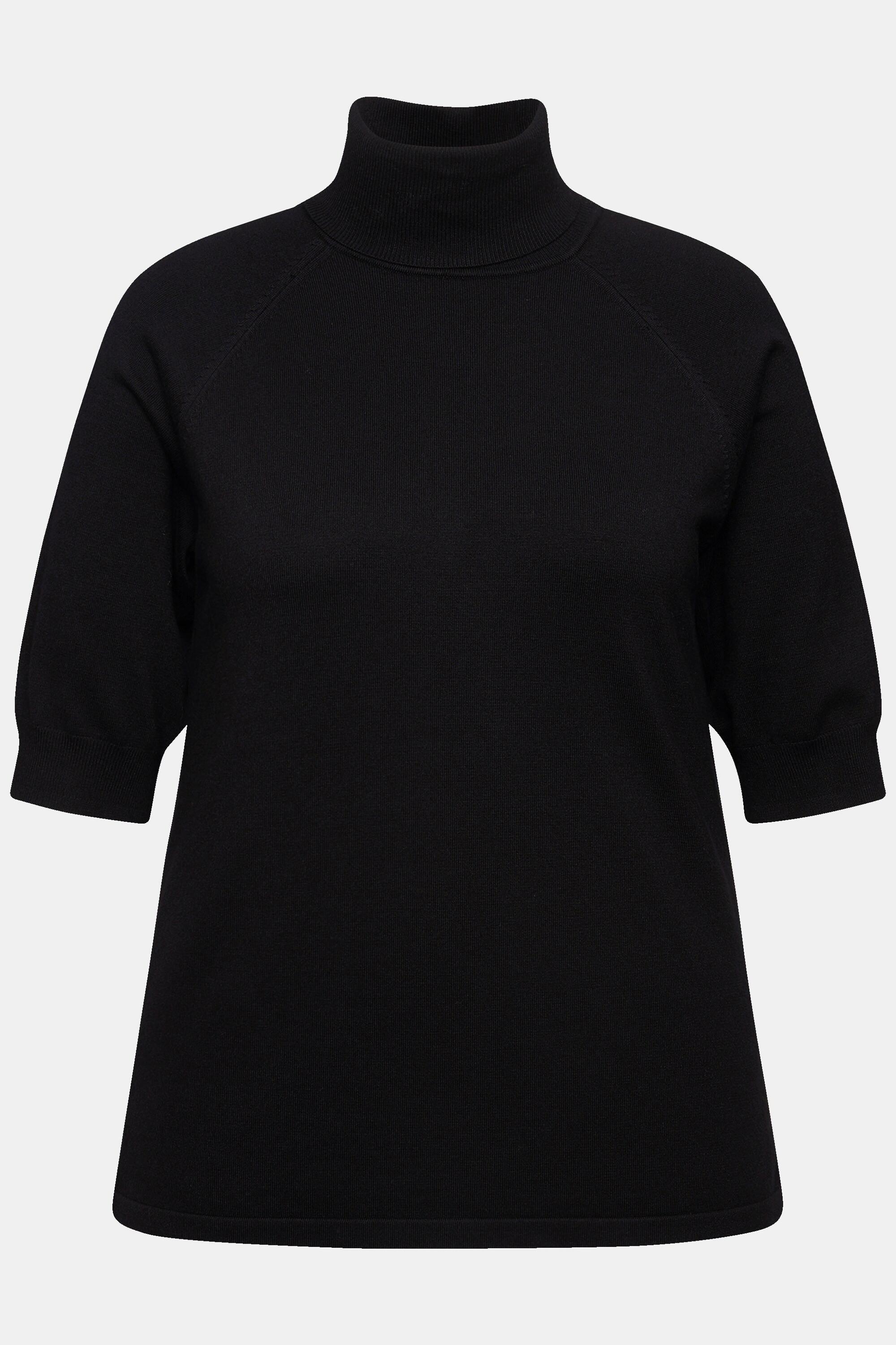 Ulla Popken Maglione Dolcevita Maniche Raglan 3/4 Orli a Costine  