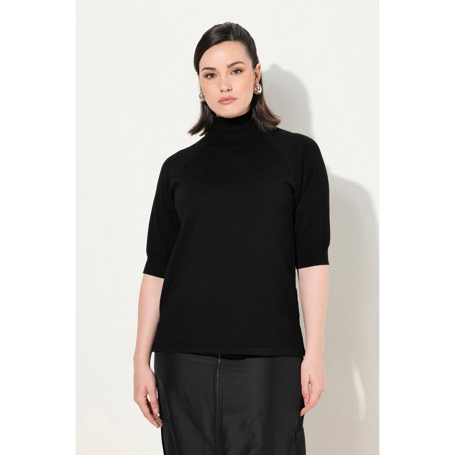 Ulla Popken Maglione Dolcevita Maniche Raglan 3/4 Orli a Costine  