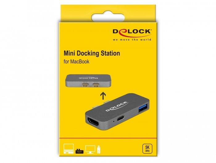 DeLock  Mini Dockingstation für macbook mit 5K Kabelgebunden Thunderbolt 3 Grau 