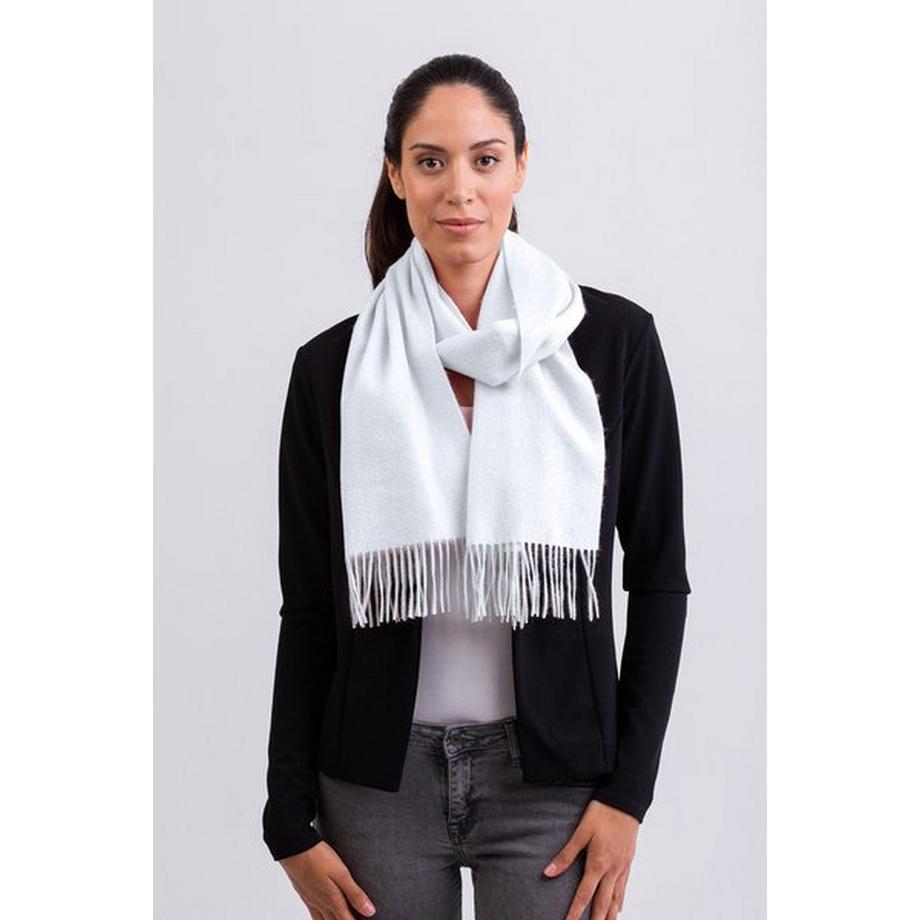 CASH-MERE.CH Einfarbiger Schal mit Fransen  