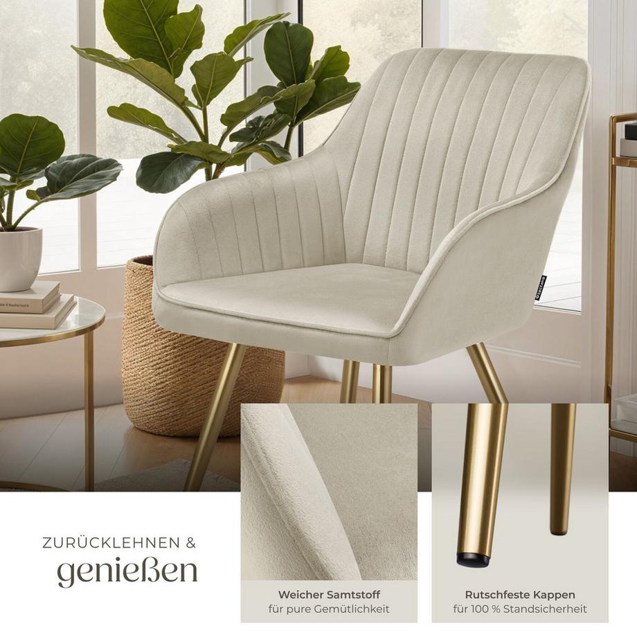 Tectake Sedia sala da pranzo Marilyn Imbottita, in velluto, trapuntata  