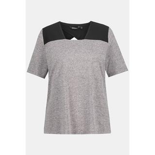 Ulla Popken  T-shirt, épaules en maille, encolure carrée, manches mi-longues 