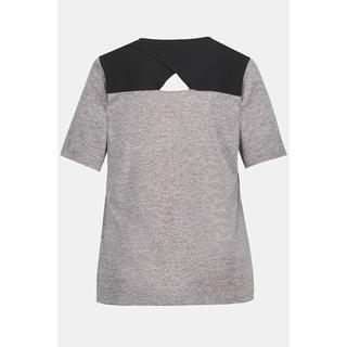 Ulla Popken  T-Shirt, Mesh-Schulter, Caree-Ausschnitt, Halbarm 