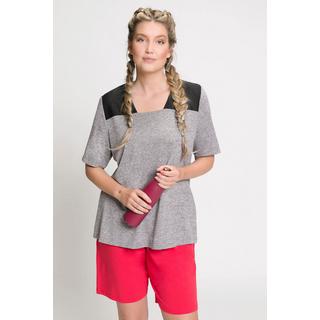 Ulla Popken  T-Shirt, Mesh-Schulter, Caree-Ausschnitt, Halbarm 