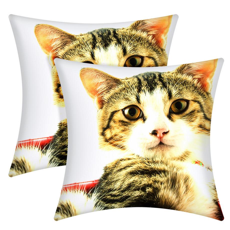 Avizar 2 Stk. Kissenbezüge Katze im rosa Korb  