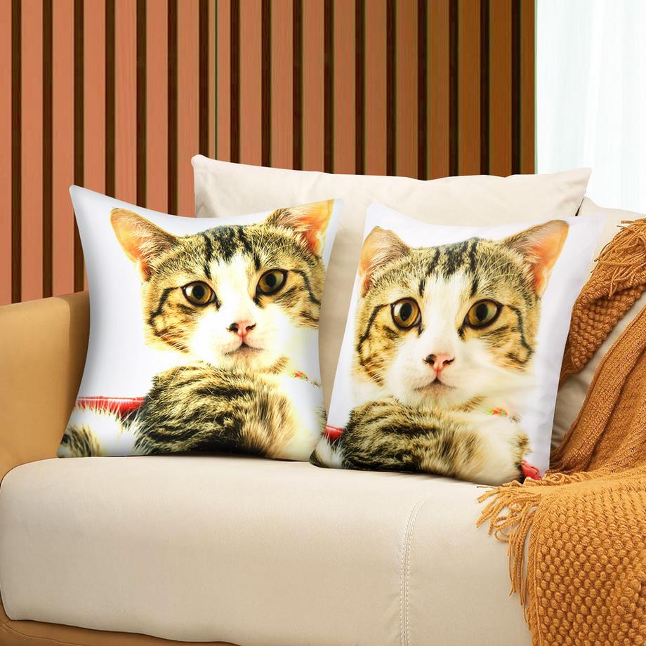 Avizar 2 Stk. Kissenbezüge Katze im rosa Korb  