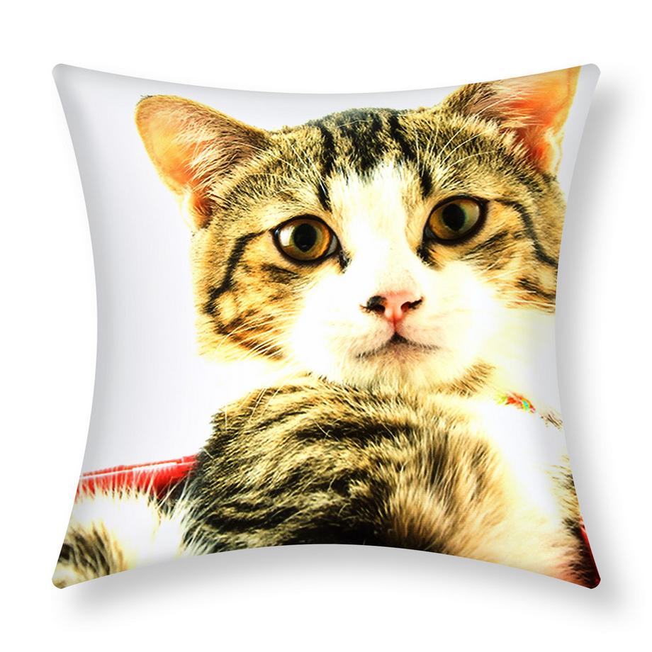 2 Stk. Kissenbezüge Katze im rosa Korb